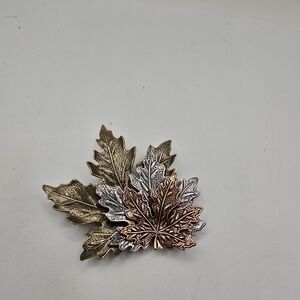 Vintage Tri Color Maple Leaf Brooch